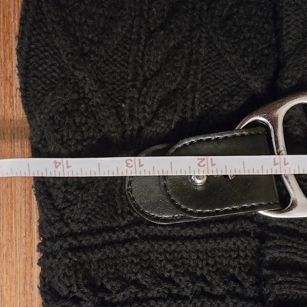 Lauren Ralph Lauren Black Chunky Cable Knit Equestrian Vest Bridle Detail - Picture 9 of 14